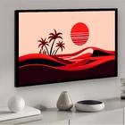 Quadro Decorativo Deserto Palmeiras Vermelho  - 50x70cm Moldu