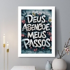 Quadro Decorativo Deus Abençoe Meus Passos 24x18cm Moldura Pr