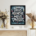 Quadro Decorativo Deus Abençoe Meus Passos 45x34cm Moldura Pr