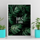 Quadro Decorativo Deus É Amor 24x18cm - Com Vidro Moldura Pre