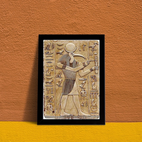 Quadro Decorativo Deus Egípcio thoth 24x18cm - Com Vidro Mold