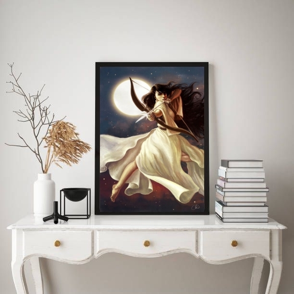 Quadro Decorativo Deusa Grega- Artemis 33x24cm - Com Vidro Mo