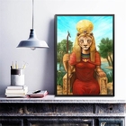 Quadro Decorativo Deusa Sekhmet 33x24cm Moldura:madeira Branca