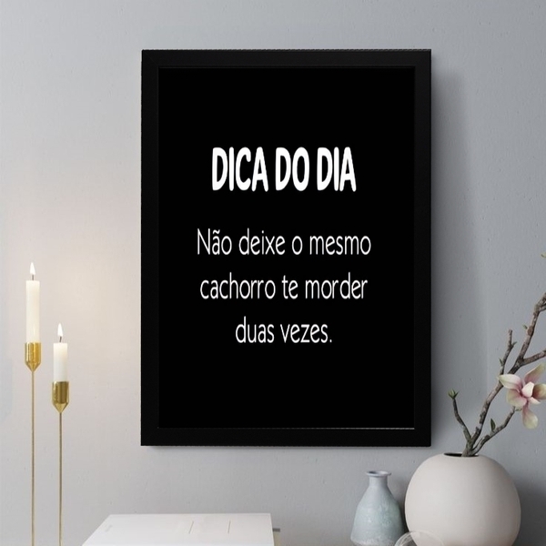 Quadro Decorativo Dica Do Dia 24x18cm - Com Vidro Moldura Bra