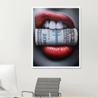 Quadro Decorativo Dinheiro Money Lips 24x18cm - Com Vidro Mol