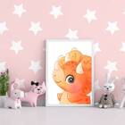 Quadro Decorativo Dinossaurinho Laranja 45x34cm - Com Vidro M
