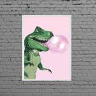 Quadro Decorativo Dinossauro Bubble Gum 33x24cm - Com Vidro M