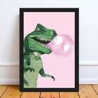 Quadro Decorativo Dinossauro Bubble Gum 33x24cm Moldura:madei