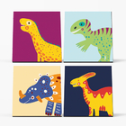 Quadro Decorativo - Dinossauro Escandinavo 4 Quadros - 20x20c