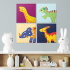 Quadro Decorativo - Dinossauro Escandinavo 4 Quadros - 20x20c