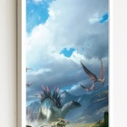 Quadro Decorativo Dinossauros Floresta  - 70x50cm Moldura Bra