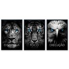 Quadro Decorativo Disciplina Foco Execução 60x90cm Leão Tigre