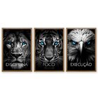 Quadro Decorativo Disciplina Foco Execução 60x90cm Leão Tigre
