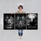 Quadro Decorativo Disciplina Foco Execução 60x90cm Leão Tigre