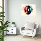Quadro Decorativo Disco Vinil Aquarela  - 50x70cm Moldura Pre