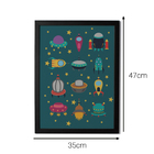 Quadro Decorativo Disco Voador Colorido 35x47cm