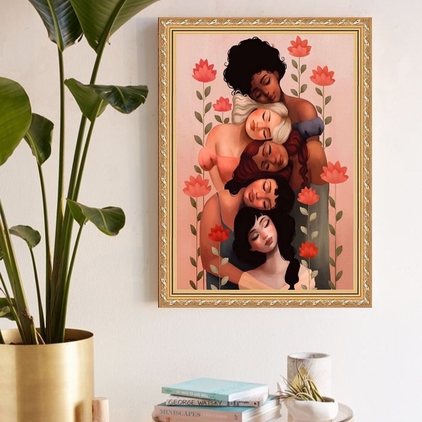 Quadro Decorativo Diversidade Feminina 24x18cm Moldura Preta