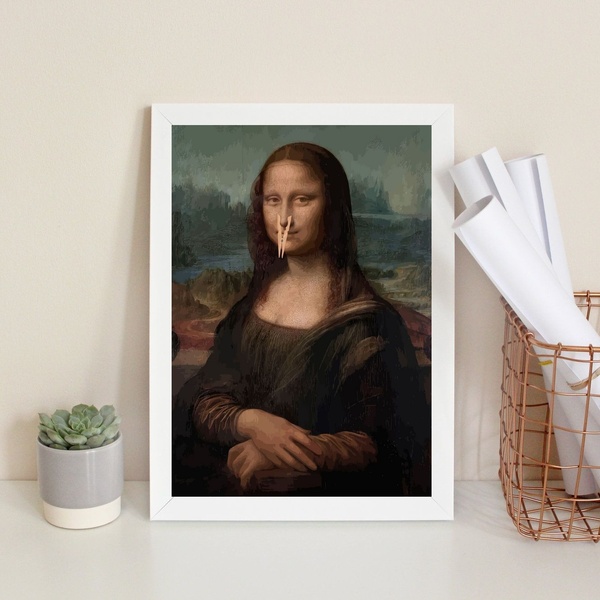 Quadro Decorativo Divertido Banheiro - Monalisa 45x34cm Moldu