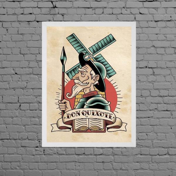 Quadro Decorativo Dom Quixote Pop 24x18cm Moldura:madeira Pre