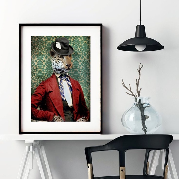 Quadro Decorativo Dona Onça - 60x48cm Moldura:madeira Branca