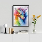 Quadro Decorativo Dragão Colorido Aquarela 45x34cm Moldura:ma