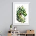 Quadro Decorativo Dragão Verde - 60x48cm Moldura:madeira Bran