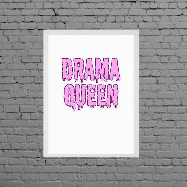 Quadro Decorativo Drama Queen 33x24cm - Com Vidro Moldura:mad