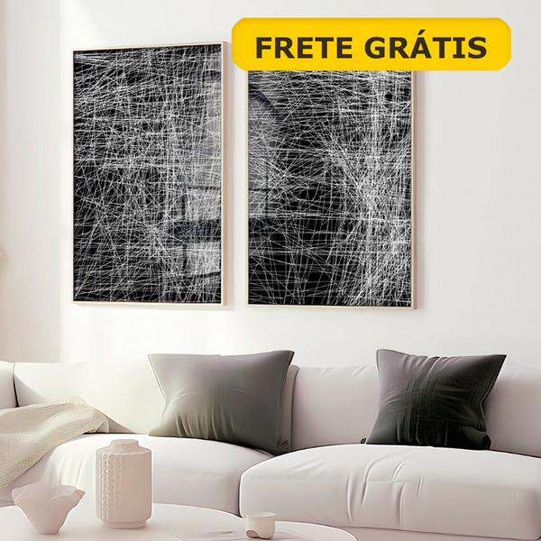 Quadro Decorativo Duplo  80x120cm - Conexões - Riscos -  Mold