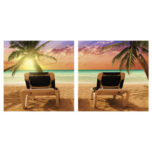 Quadro Decorativo Duplo De Acrilico De Parede Paisagem Praia 40x40 Artframe Leroy Merlin