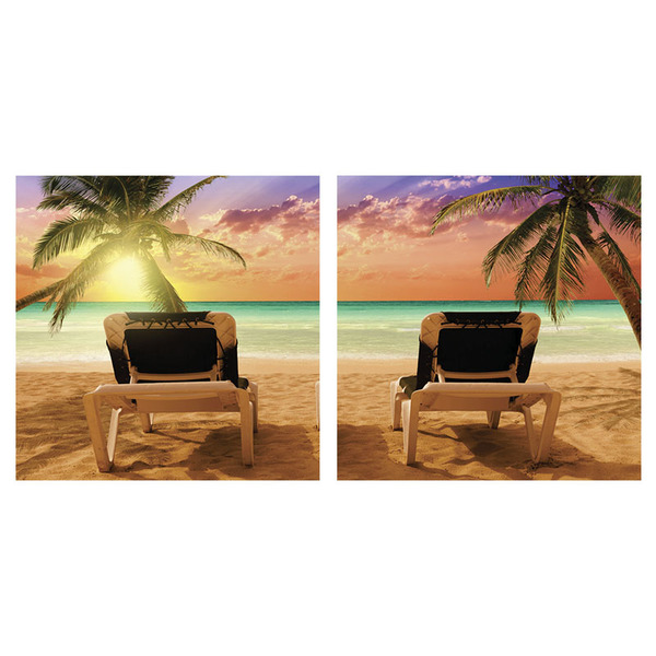 Quadro Decorativo Duplo De Acrilico De Parede Paisagem Praia 40x40 Artframe Leroy Merlin