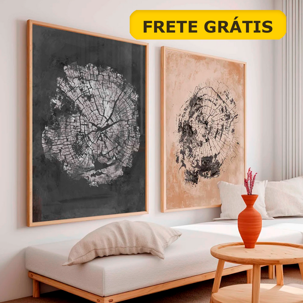 Quadro Decorativo Duplo - Díptico Anéis Do Tempo 40x60cm- Com