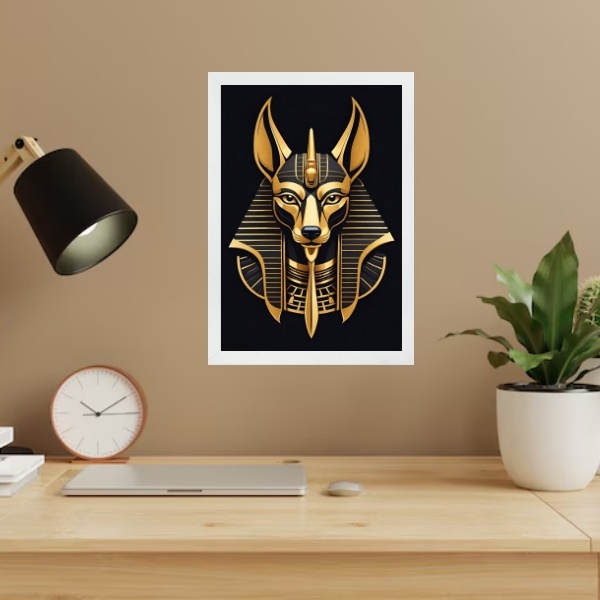 Quadro Decorativo Egípcio Anubis - Preto E Dourado 45x34cm Mo