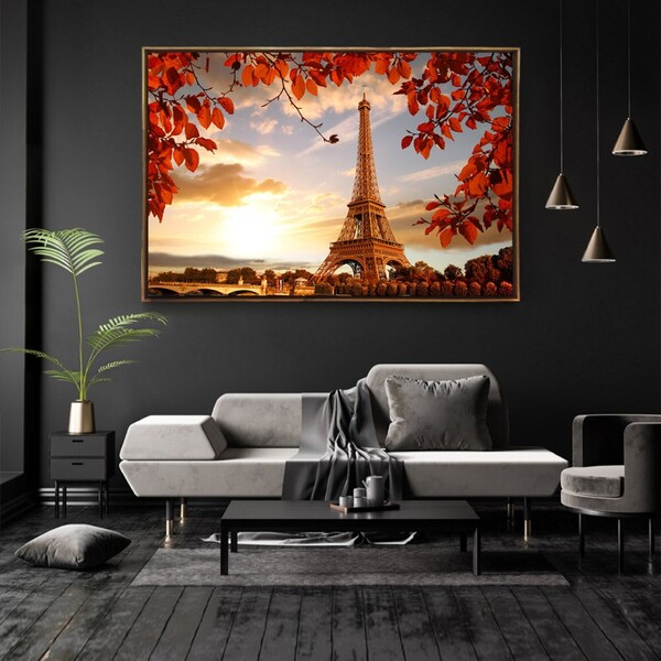 Quadro Decorativo Eiffel Tower França Moderno Com Moldura E S