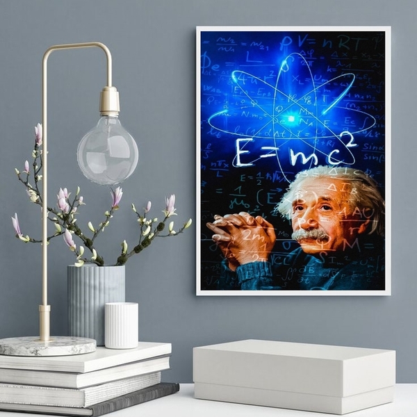Quadro Decorativo Einstein- Fórmula 45x34cm Moldura:madeira B