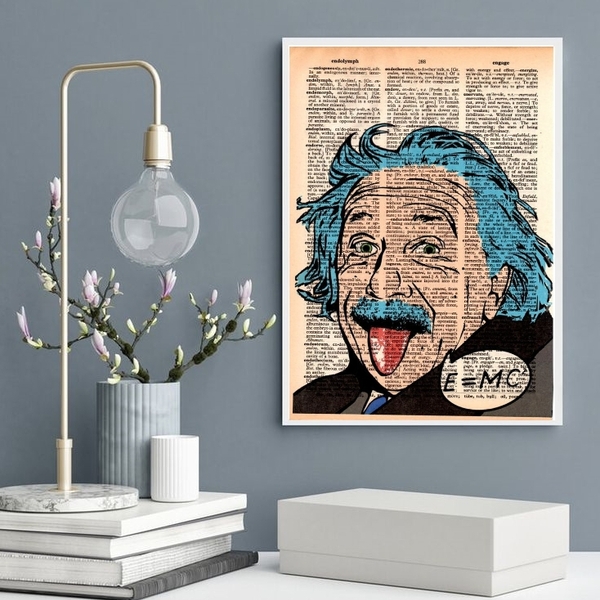 Quadro Decorativo Einstein- Pop Art 45x34cm - Com Vidro Moldu