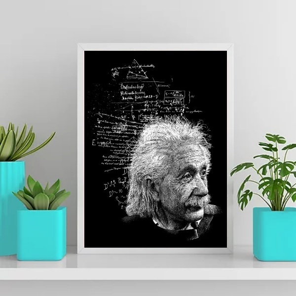 Quadro Decorativo Einstein Fórmulas 24x18cm - Com Vidro Moldu