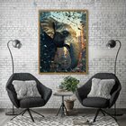 Quadro Decorativo Elefante Abstrato 007 Moldura Em Madeira 60