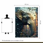Quadro Decorativo Elefante Abstrato 007 Moldura Em Madeira 60