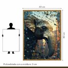 Quadro Decorativo Elefante Abstrato 007 Moldura Em Madeira Co