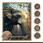 Quadro Decorativo Elefante Abstrato 007 Moldura Em Madeira Co