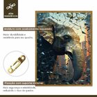 Quadro Decorativo Elefante Abstrato 007 Moldura Em Madeira Co