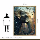 Quadro Decorativo Elefante Abstrato 007 Moldura Em Madeira Co