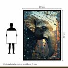 Quadro Decorativo Elefante Abstrato 007 Moldura Em Madeira Co