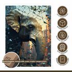 Quadro Decorativo Elefante Abstrato 007 Moldura Em Madeira Co