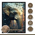 Quadro Decorativo Elefante Abstrato 007 Moldura Em Madeira Co