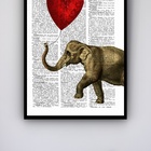Quadro Decorativo Elefante Balão De Coração  - 70x50cm Moldur