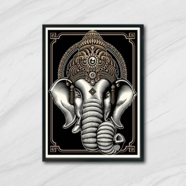 Quadro Decorativo Elefante Ganesha 45x34cm A3 (45 X 34)
