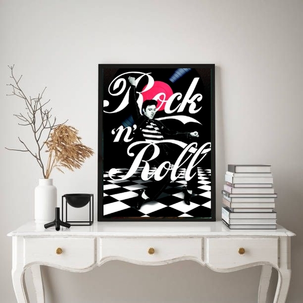 Quadro Decorativo Elvis Rock´n  roll 24x18cm Moldura:madeira