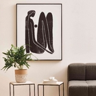 Quadro Decorativo Em Canvas Desenho Preto Mulher Sentada 100x