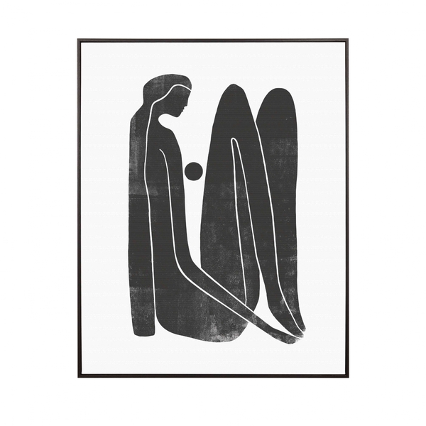 Quadro Decorativo Em Canvas Desenho Preto Mulher Sentada 100x